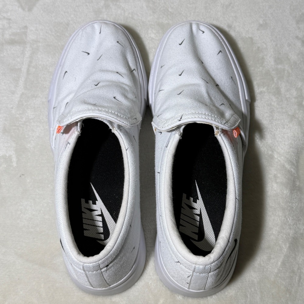 Nike Slip On Shoes White Canvas Sneakers Back to School Tenniscore Size 7.5 - Picture 5 of 10